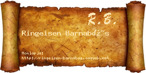 Ringeisen Barnabás névjegykártya
